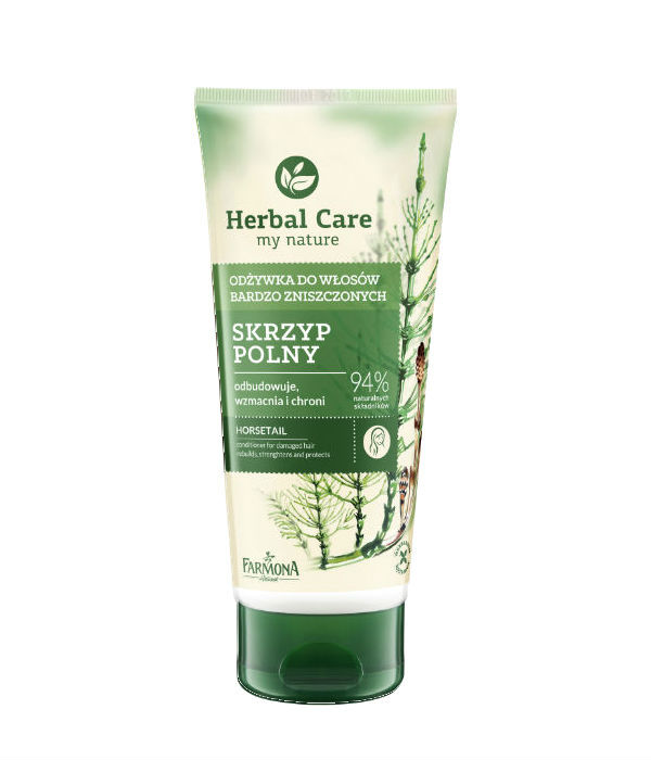 Herbal care balm with horsetail for damaged hair